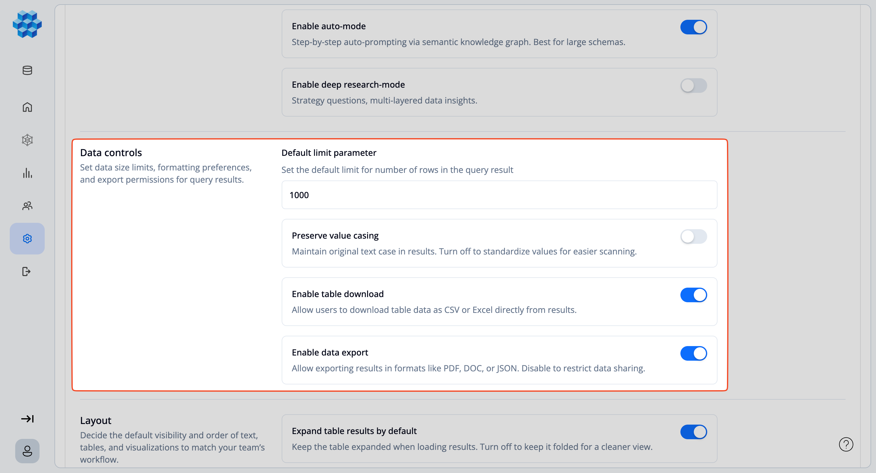 Data Controls section