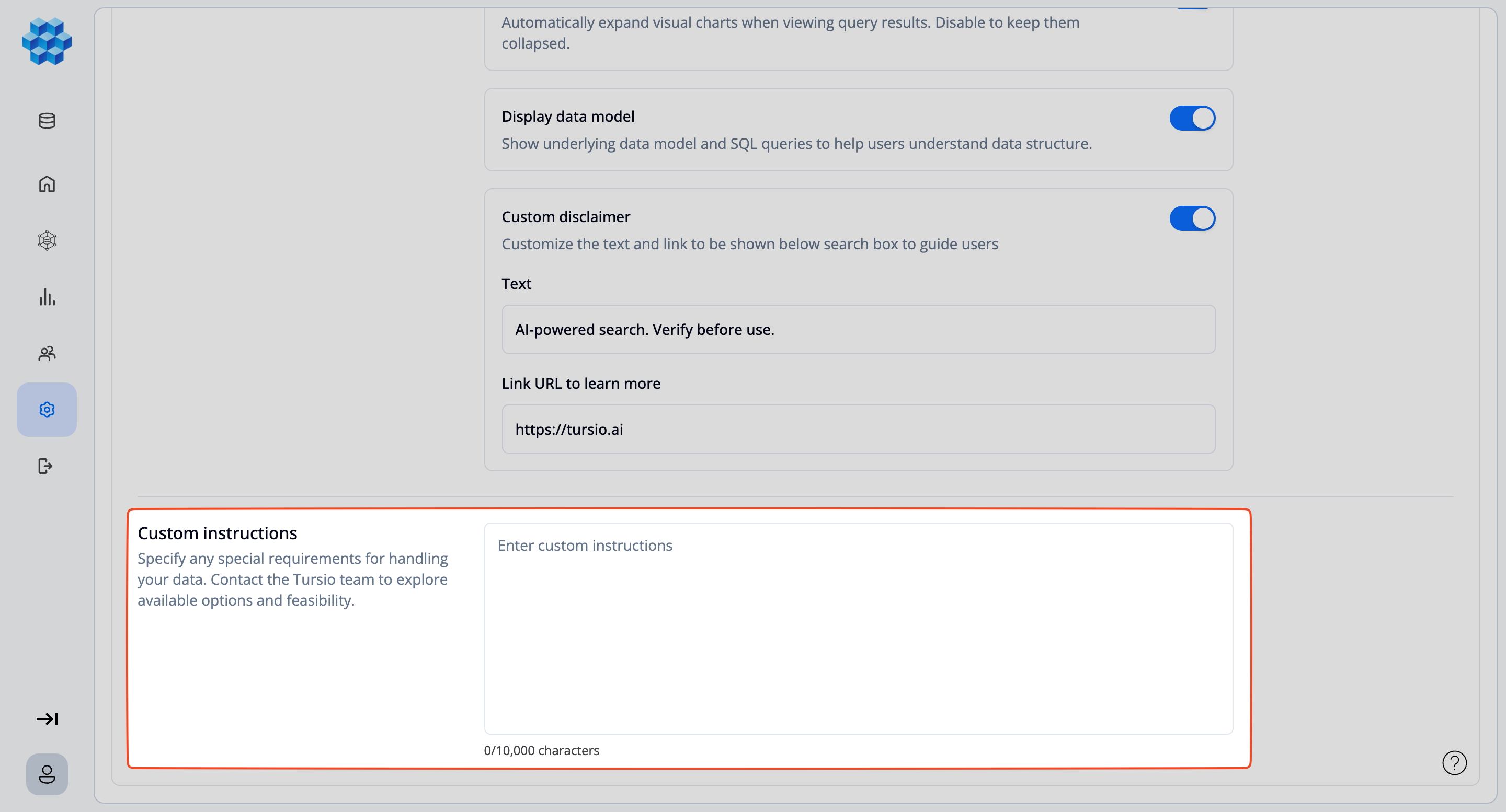 Custom disclaimer example